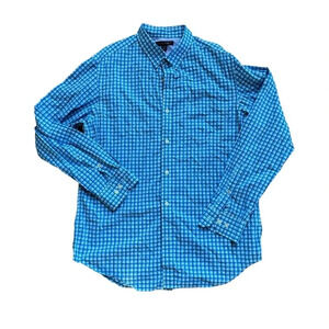 Banana Republic soft wash Blue Plaid Dress Shirt Long Sleeve 16-16 1/2 L Cotton